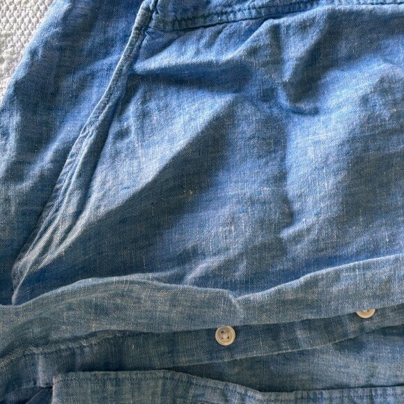 J Crew Shirt Mens Small Light Blue Linen Short Sleeve Button Down Style H4802 - Picture 6 of 10